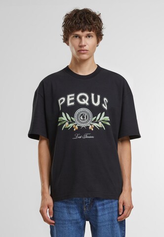 Pequs Shirt 'Olive Coin Relic' in Black: front