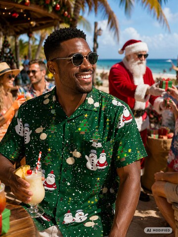 Regular fit Camicia 'Christmas Buddies' di King Kameha in verde