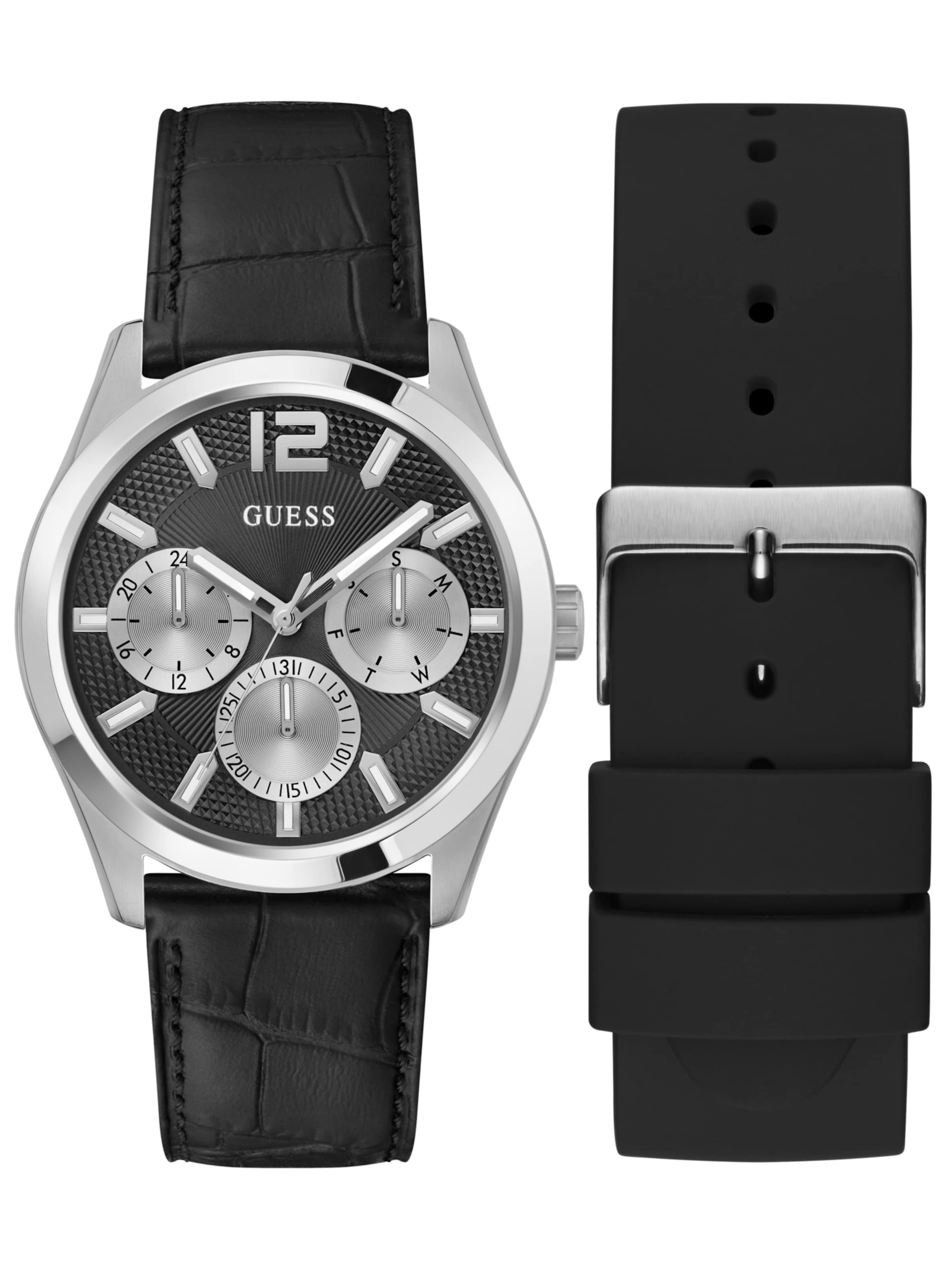 GUESS Set 'Zen': Uhr + Armband in Schwarz: Vorderseite