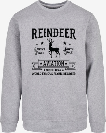 Sweat-shirt 'Reindeer Aviation Retro' F4NT4STIC en gris : devant
