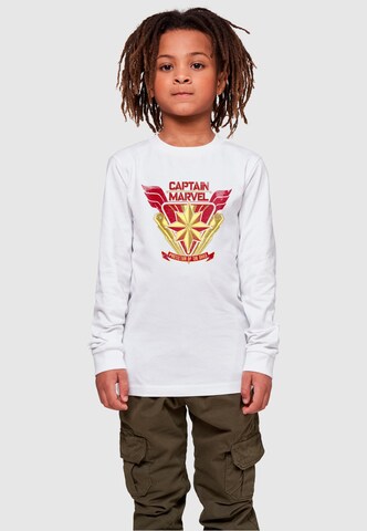 ABSOLUTE CULT Shirt 'Captain Marvel - Protector Of The Skies' in Wit: voorkant