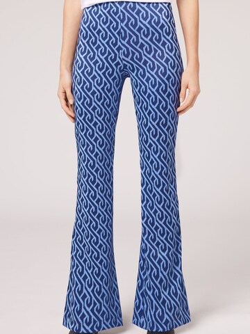 CALZEDONIA Flared Leggings in Blue: front