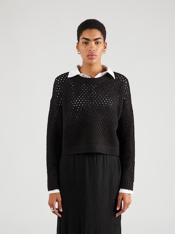 Pull-over QS en noir : devant