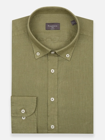 Slim fit Camicia business 'Leonardo Linen Man Shirt' di 7Camicie in verde: frontale