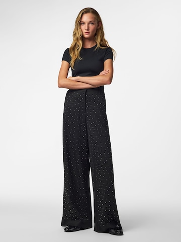 PIECES Wide leg Broek 'PCFalke' in Zwart
