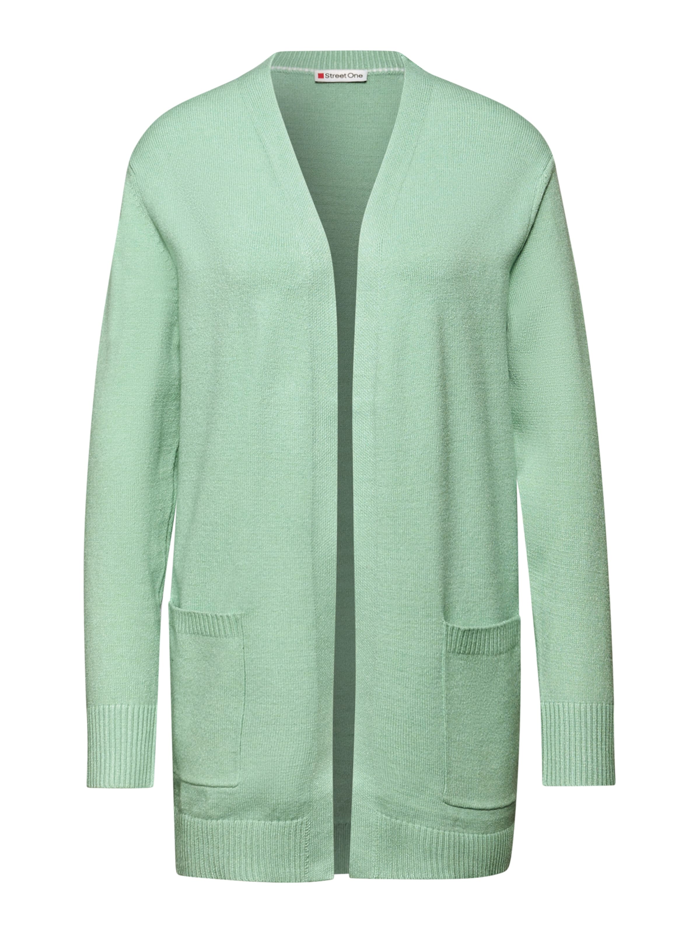 STREET ONE Плетена жилетка в зелено: отпред