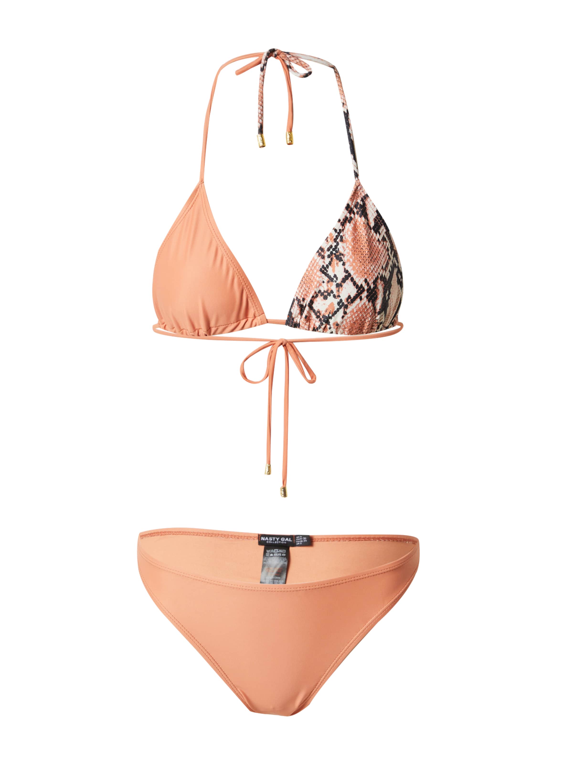 Nasty Gal Bikini in apricot / pfirsich / schwarz / weiß, Produktansicht