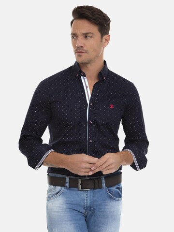 Coupe slim Chemise 'Tempe' Sir Raymond Tailor en bleu : devant