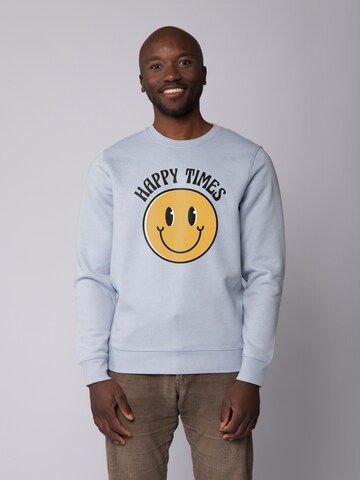 Felpa ' Happy times smiley emoji ' di Watapparel in blu: frontale