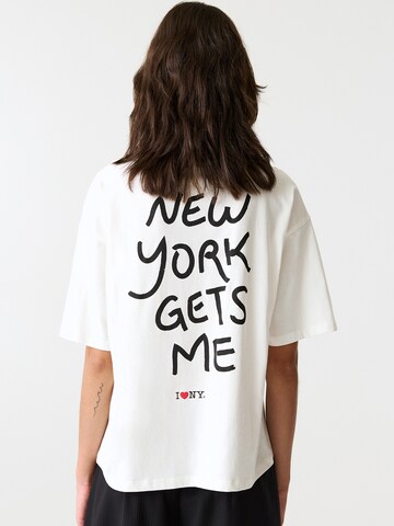 Pull&Bear Koszulka 'I LOVE NY' w kolorze biały: przód
