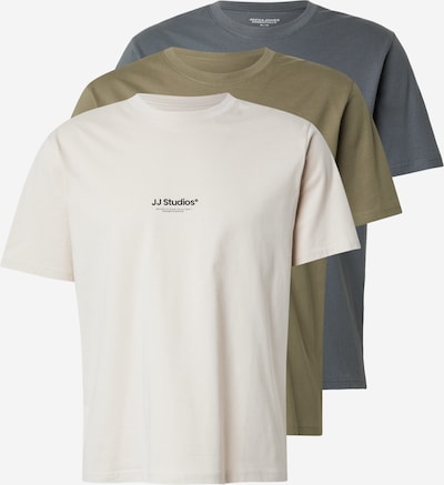 Marškinėliai 'JJESOHO' iš JACK & JONES, spalva – kremo / nakties mėlyna / alyvuogių spalva / juoda, Prekių apžvalga