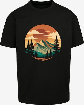 T-Shirt 'Sonnenuntergang Berglandschaft' F4NT4STIC en noir : devant