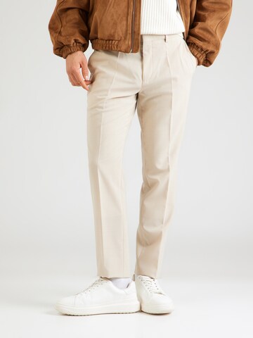 HUGO Slimfit Παντελόνι με τσάκιση 'Hesten232X' σε μπεζ: μπροστά