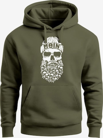 Neverless Sweatshirt 'Moin Skull' in Green: front