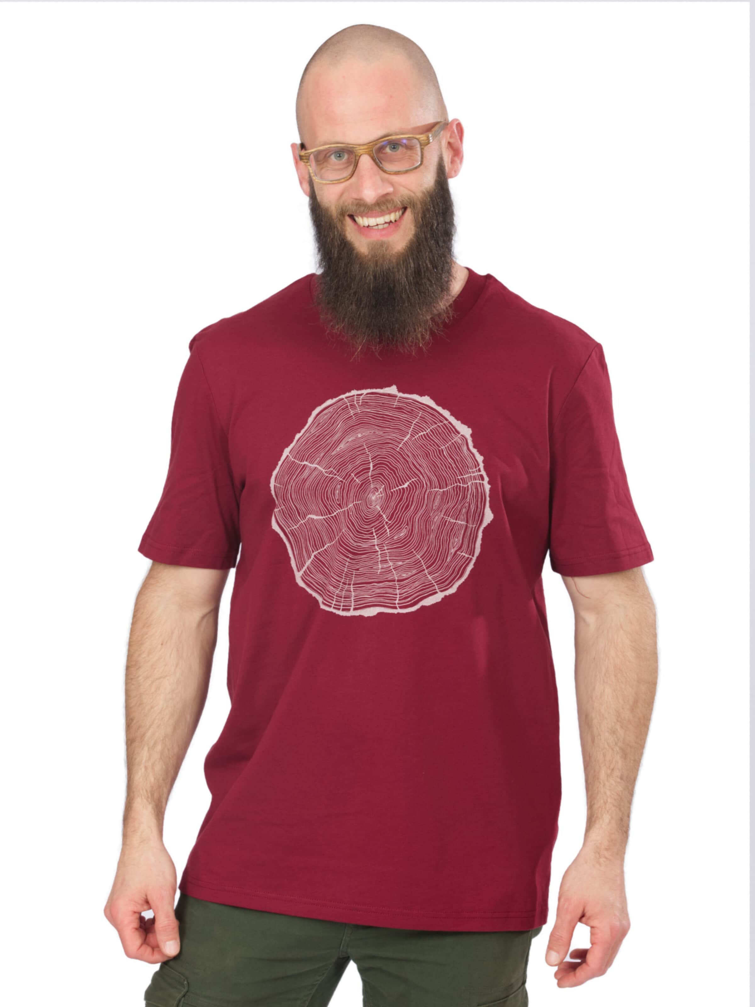 Life-Tree Shirt 'Organic Fairwear Shirt Men Burgundy Bigslice' in Red: front