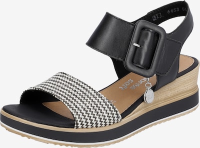 Sandale cu baretă REMONTE pe negru / alb, Vizualizare produs