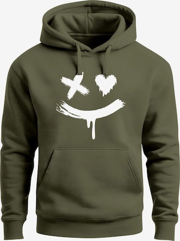 Neverless Sweatshirt 'Creepy Smile' in Grün: Vorderseite