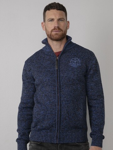 Petrol Industries Knit Cardigan in Blue: front