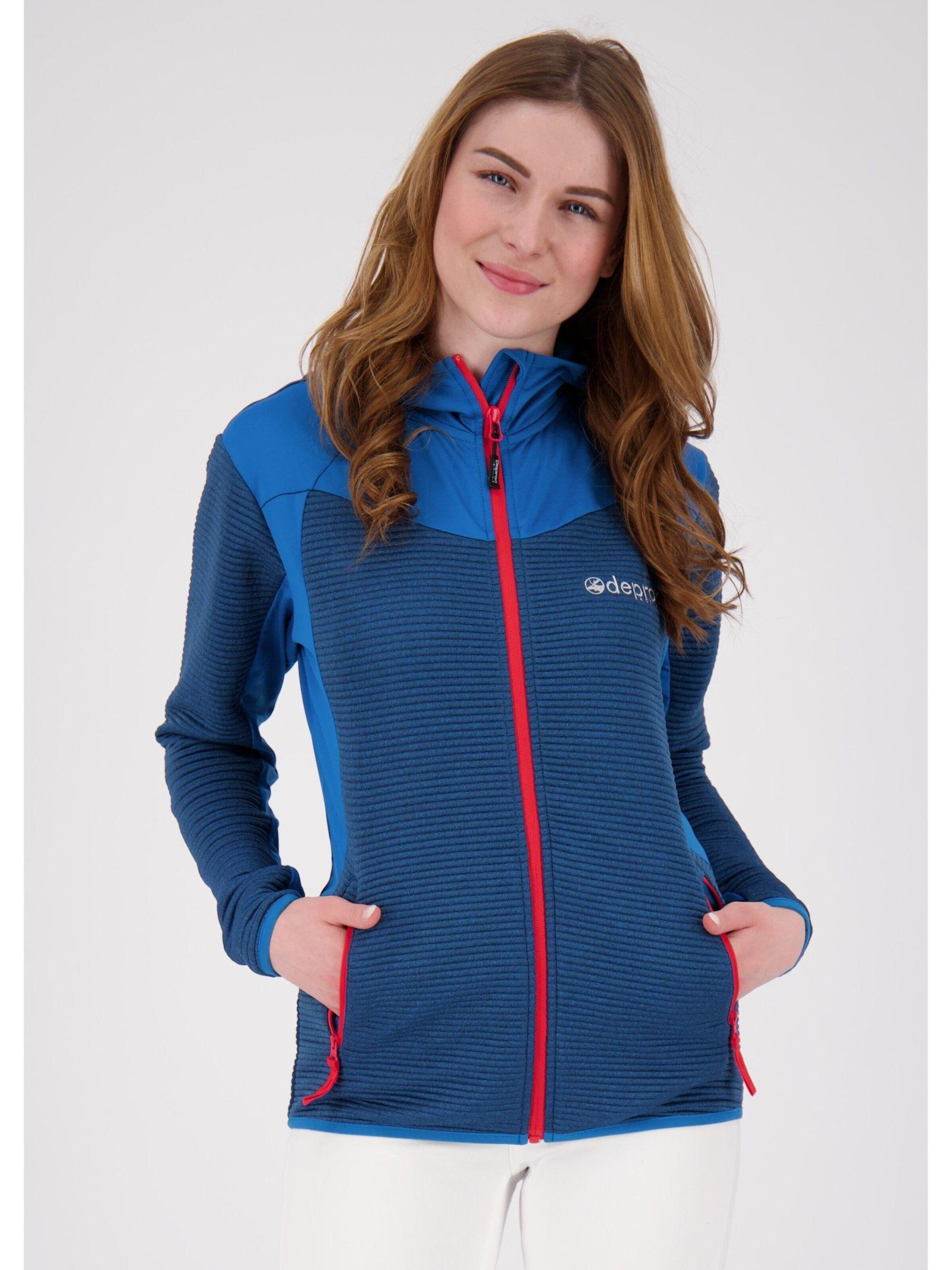 Giacca di pile 'ELM WMN' di deproc in blu: frontale