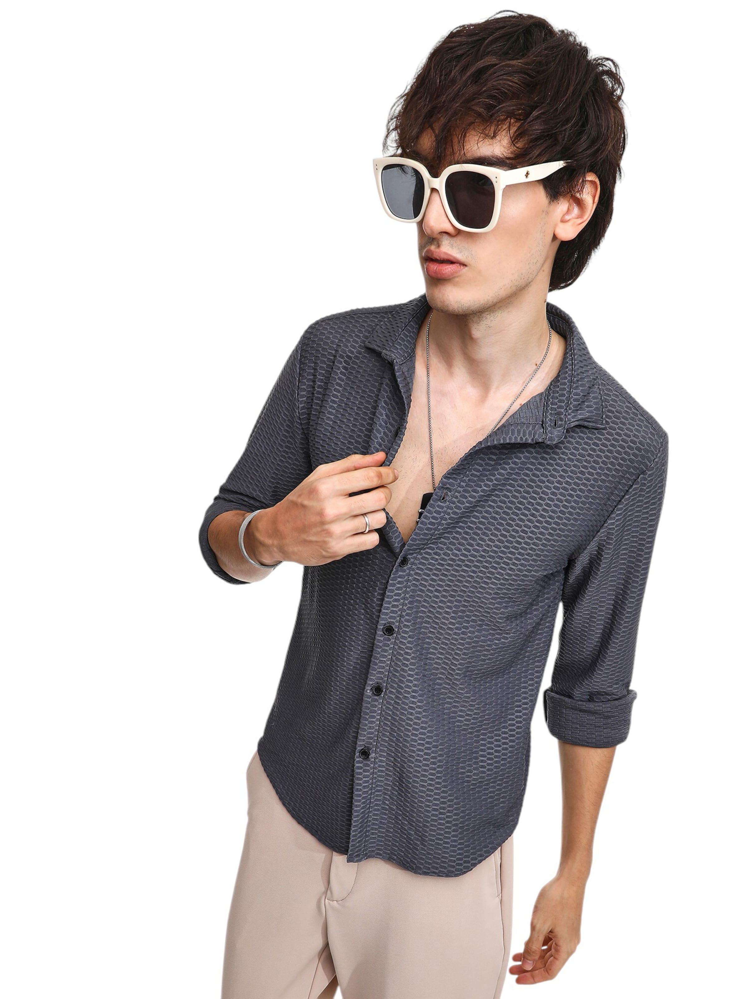 Campus Sutra Regular fit Πουκάμισο ' Wendy ' σε γκρι