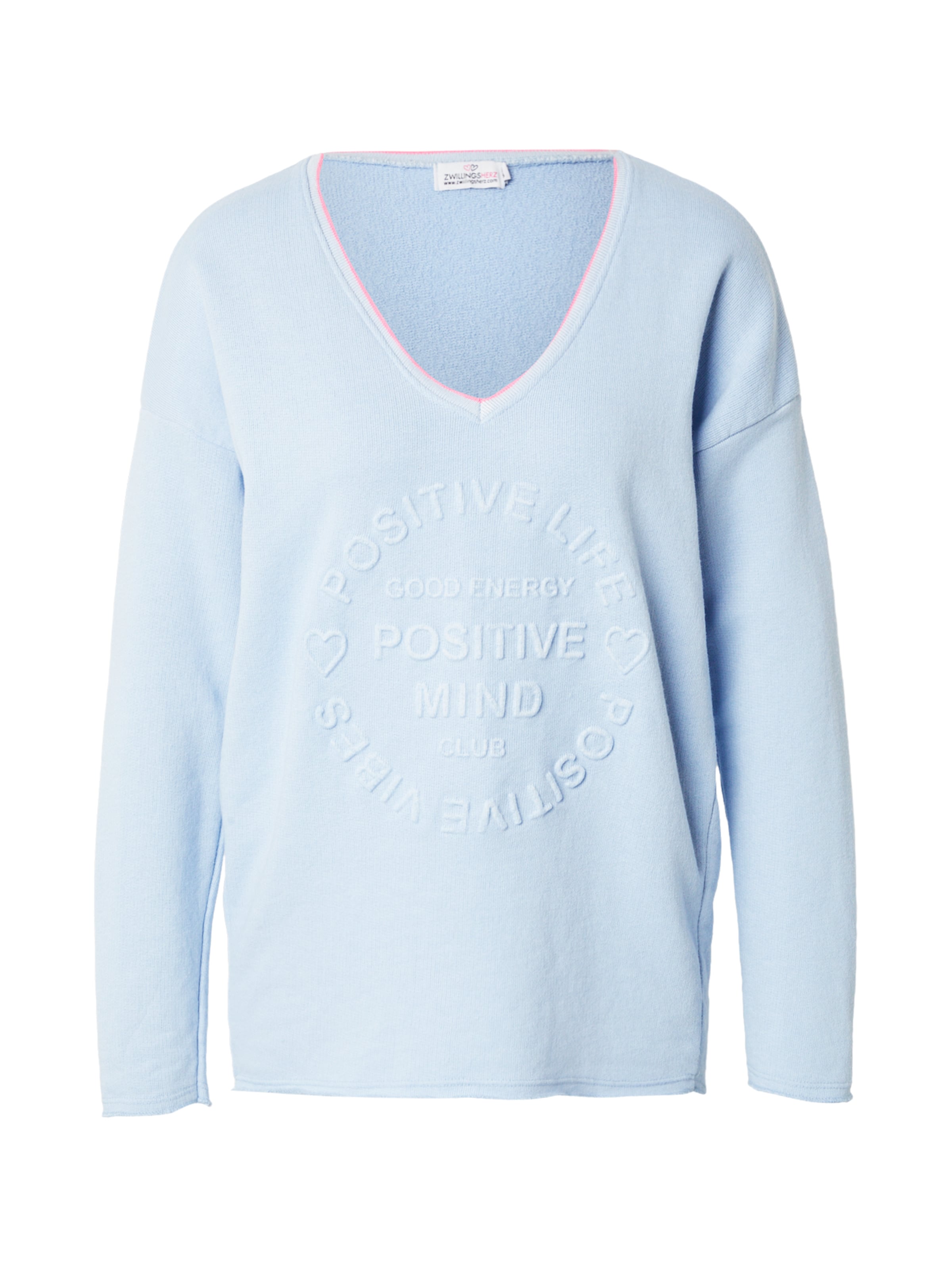 Zwillingsherz - Sweatshirt 'Positive Mind' em azul: frente