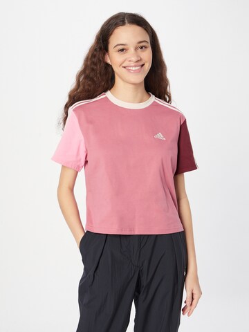 ADIDAS SPORTSWEAR - Camisa funcionais 'Essentials 3-Stripes ' em rosa: frente