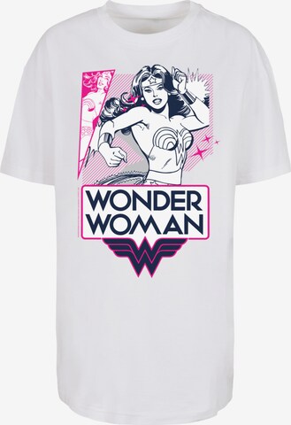 Maglia extra large 'DC Comics Wonder Woman Pink Action' di F4NT4STIC in bianco: frontale