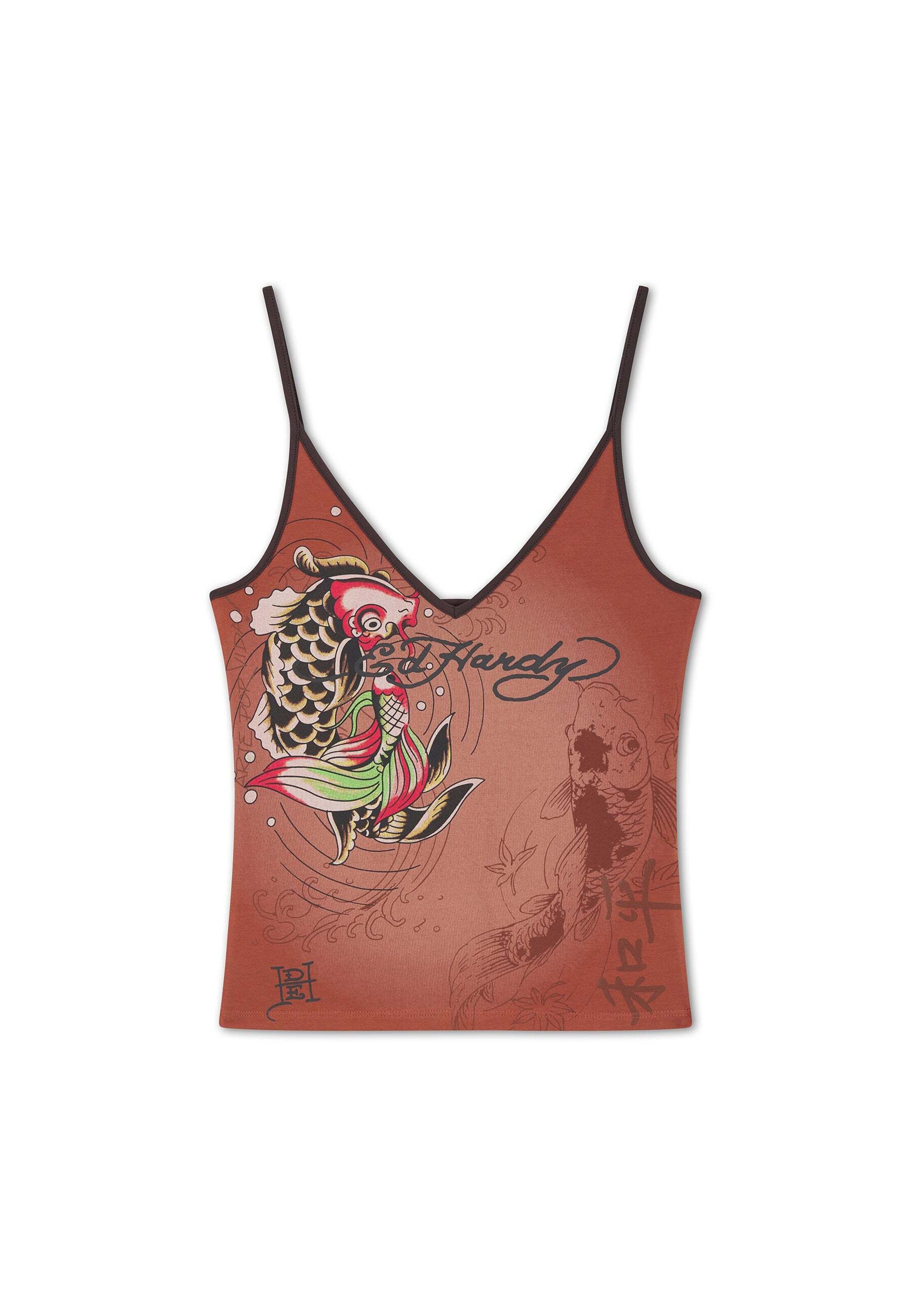 Ed Hardy Top in Bruin: voorkant