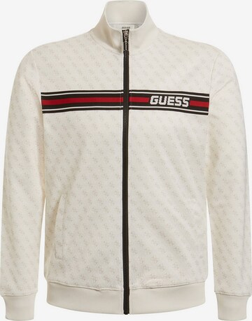 GUESS Zip-Up Hoodie in White: front