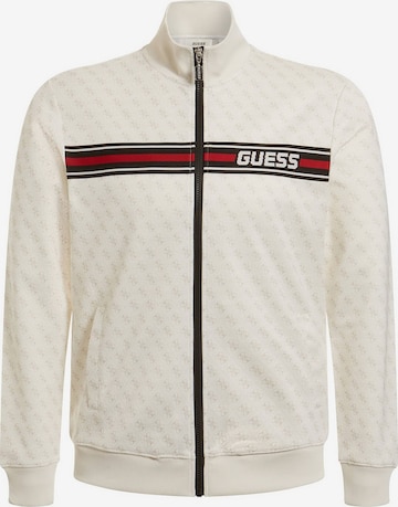 GUESS Zip-Up Hoodie in White: front