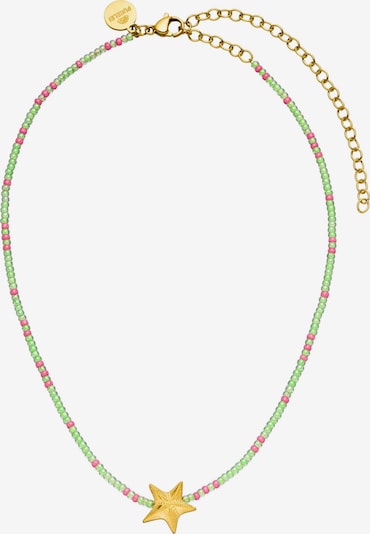 PURELEI Kette 'Cheerful' in gold / hellgrün / rosa, Produktansicht