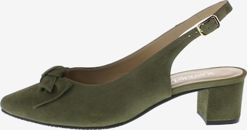 XAVER LUIS Schuhmanufaktur Slingpumps 'ISAR' in Grün: Vorderseite