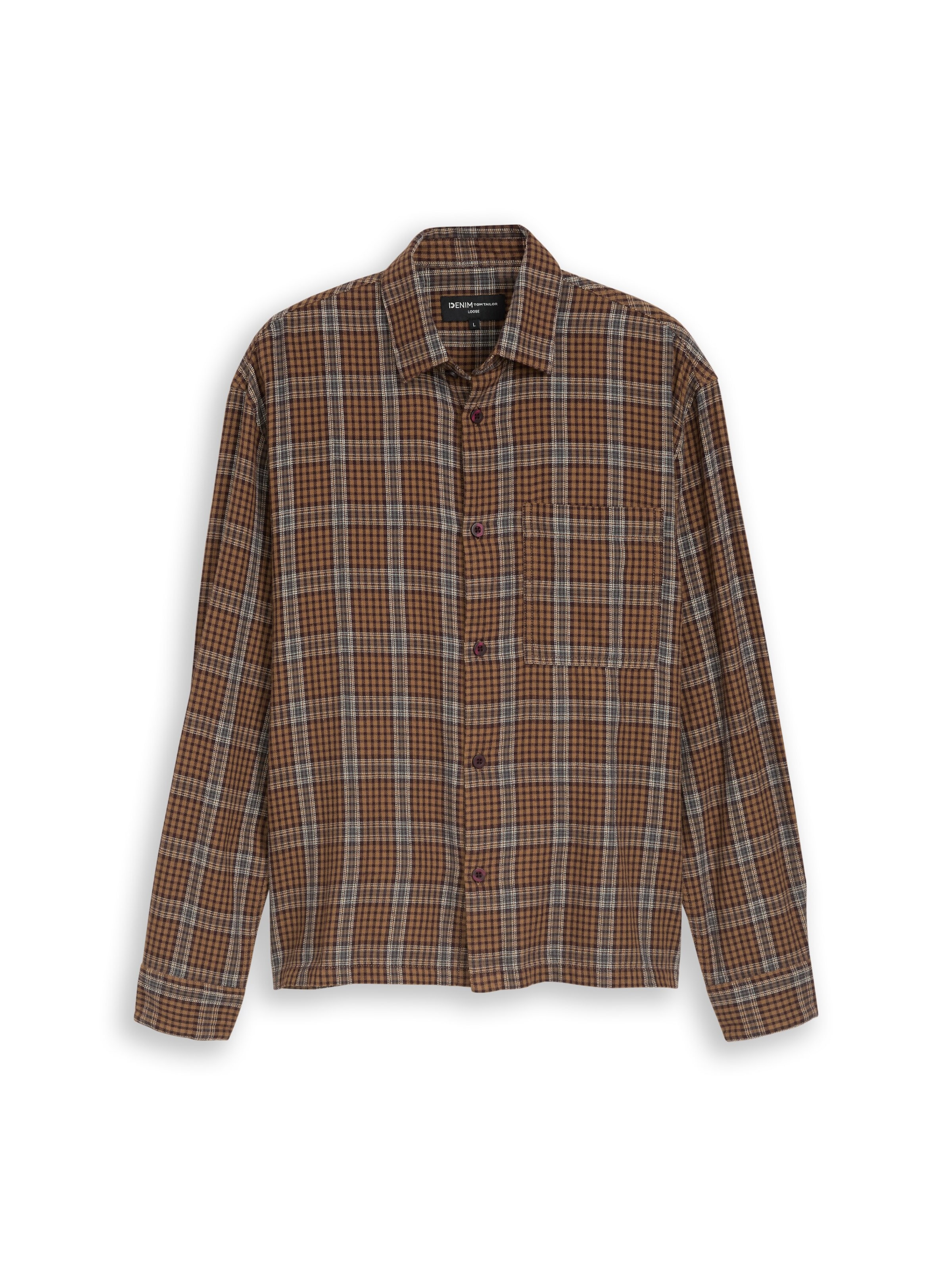 TOM TAILOR DENIM - Ajuste regular Camisa en marrón: frente