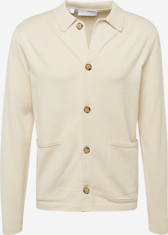 SELECTED HOMME Gebreid vest 'TELLER' in Beige: voorkant