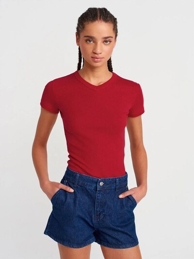 Dilvin T-shirt en S en rouge, Vue avec produit