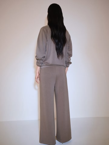 MANGO Wide leg Pants 'NEI' in Brown