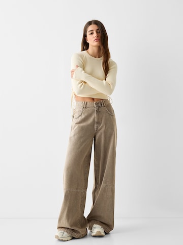 Bershka Wide leg Jeans in Bruin