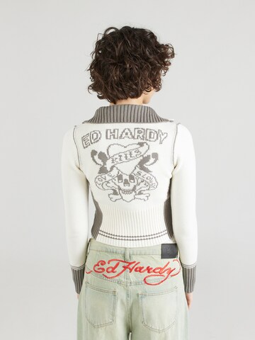 Ed Hardy Knit Cardigan in White: front