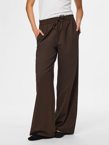 PIECES Wide leg Broek 'PCBosella' in Bruin