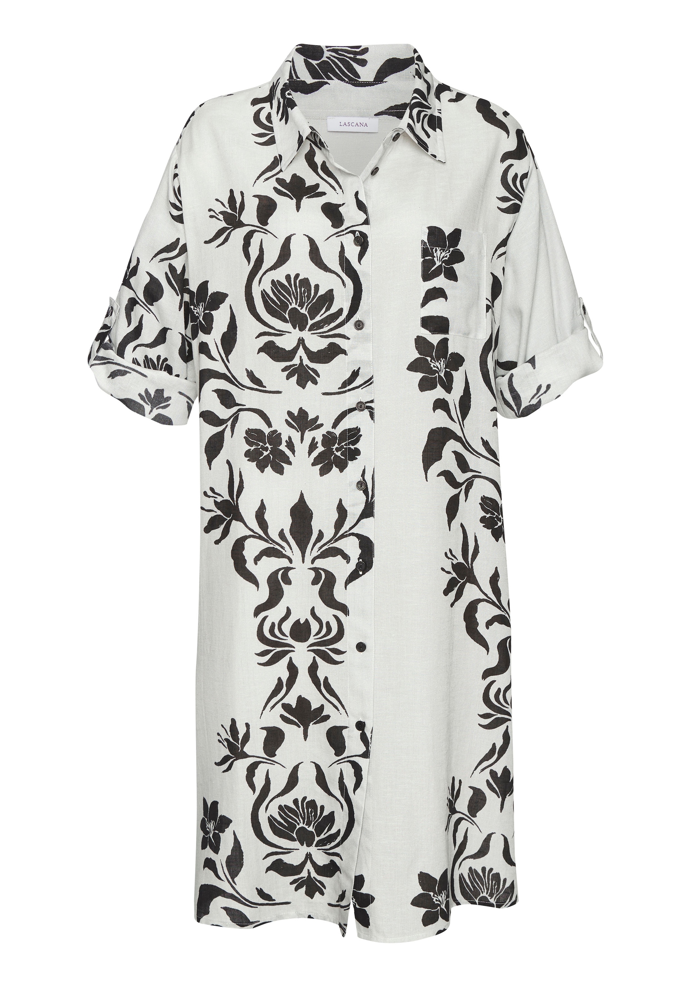 LASCANA - Vestido camisero en blanco: frente