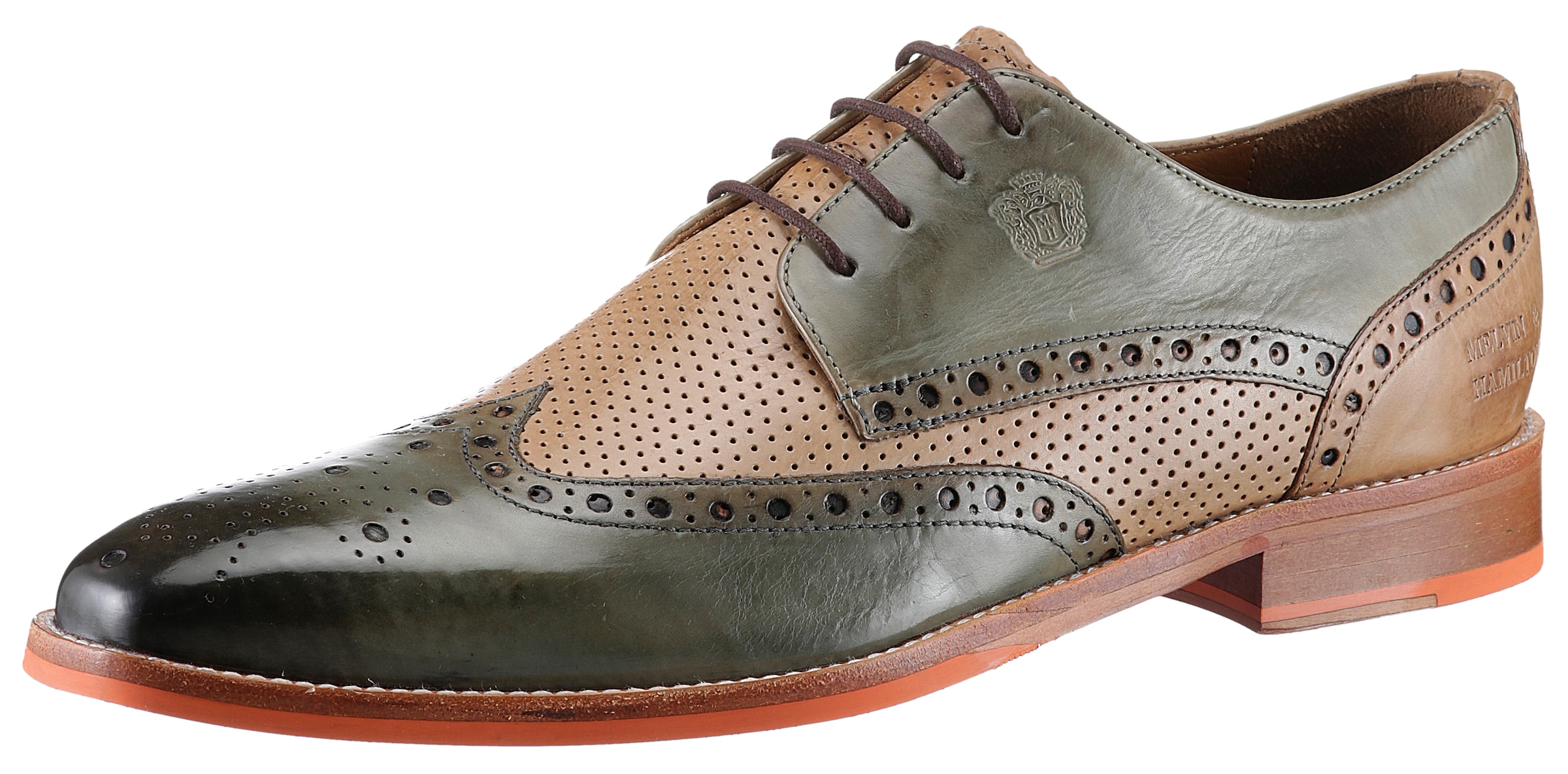 MELVIN & HAMILTON Lace-up shoe 'Martin' in Green: front