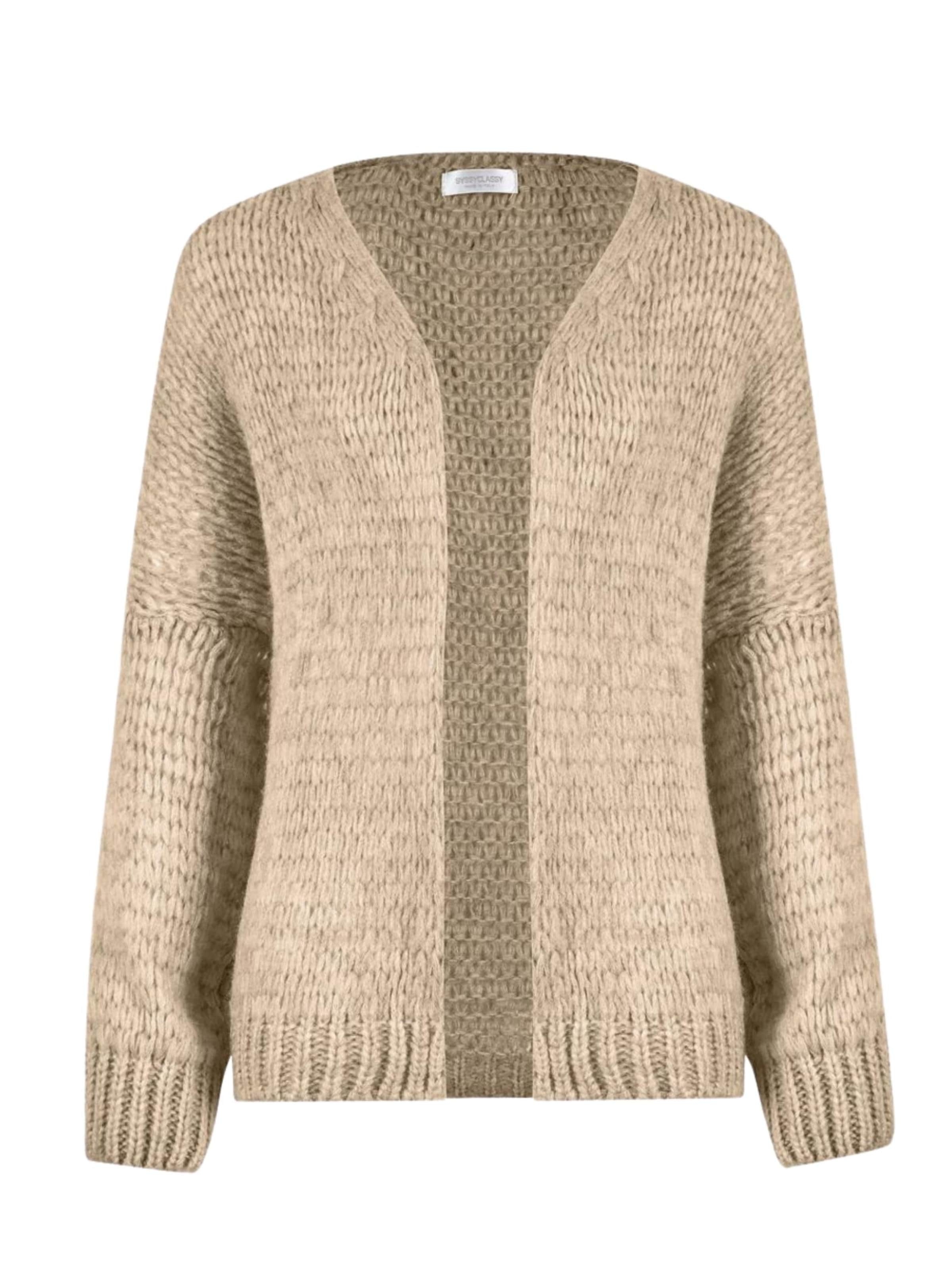 SASSYCLASSY Oversized Cardigan in Beige: front