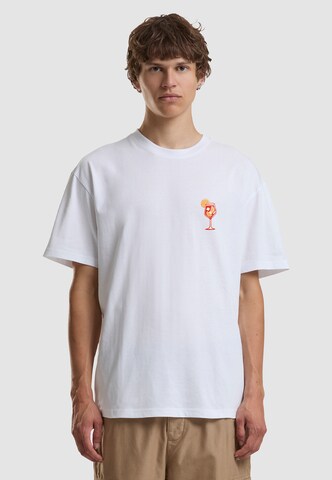 Mister Tee Shirt 'Orange Sip' in Wit