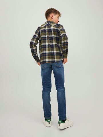 Jack & Jones Junior جينز مضبوط قميص 'Owen' بلون أخضر