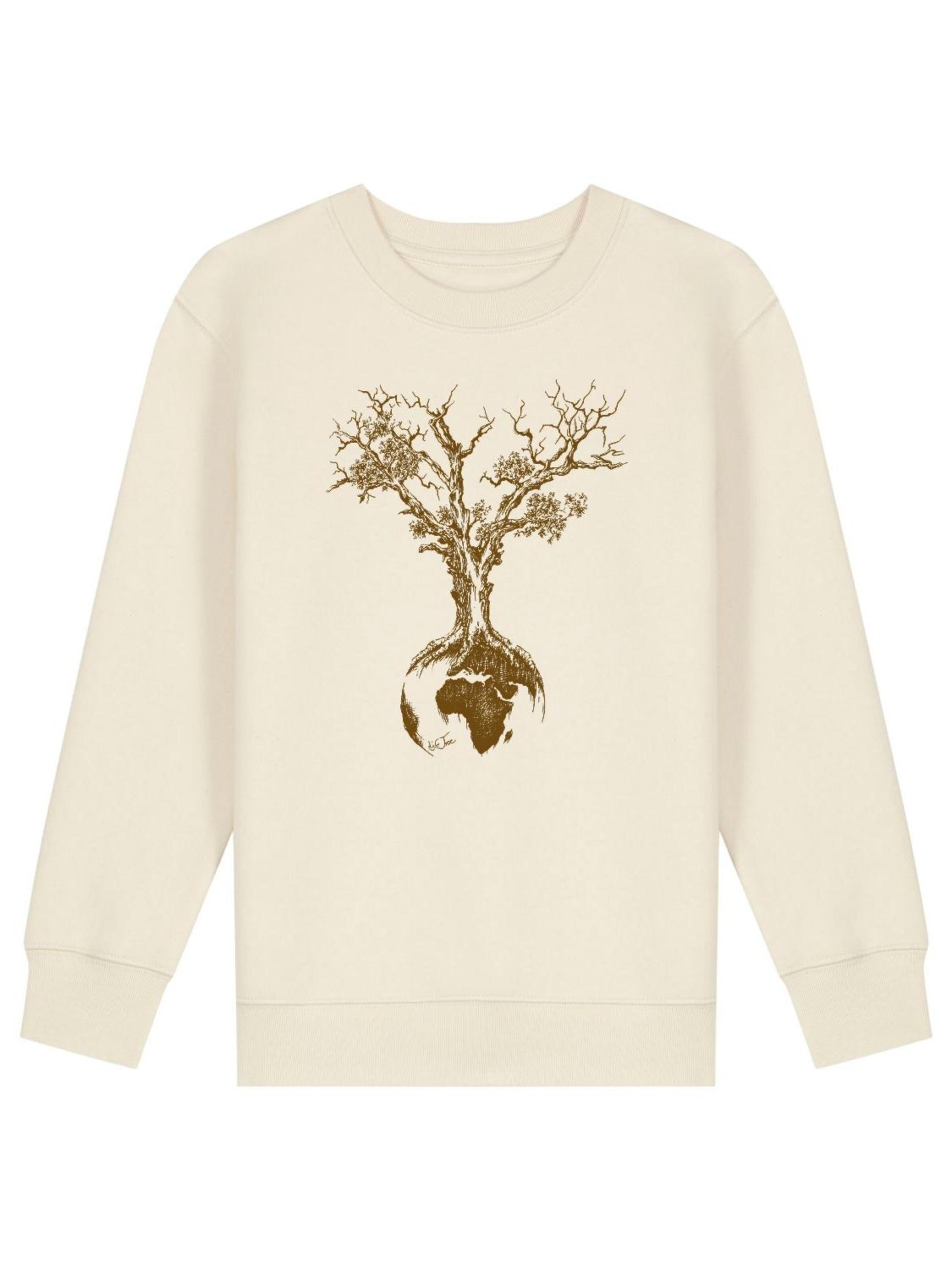 Life-Tree Sweatshirt 'Organic Fairwear Sweater Kids Unisex Weltenbaum' in White: front