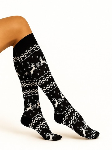Lycille Knee High Socks in Black: front
