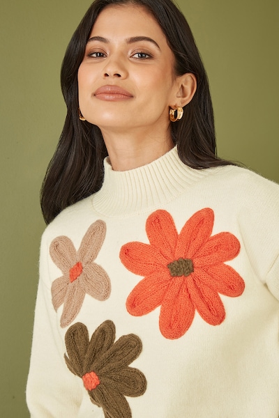 Mela London Sweater in Dark beige / Olive / Orange / natural white, Item view
