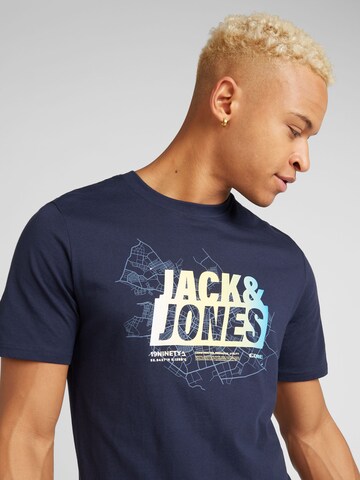 JACK & JONES T-shirt 'Map Summer' i blå