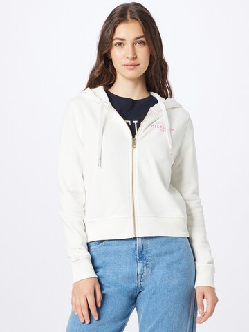 TOMMY HILFIGER - Sudadera con cremallera en beige: frente