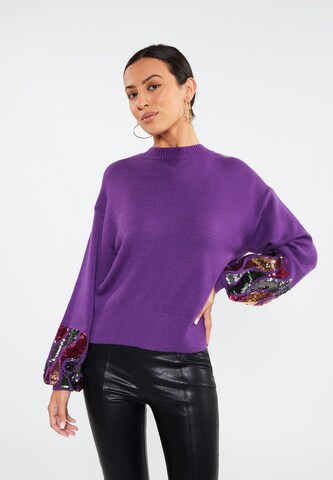 Pull-over faina en violet : devant